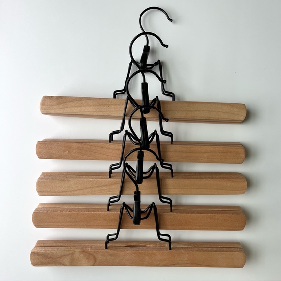 Set of 5 Pant Wooden Hangers with Clamp from Bed Bath & Beyond - Picture 1 of 4